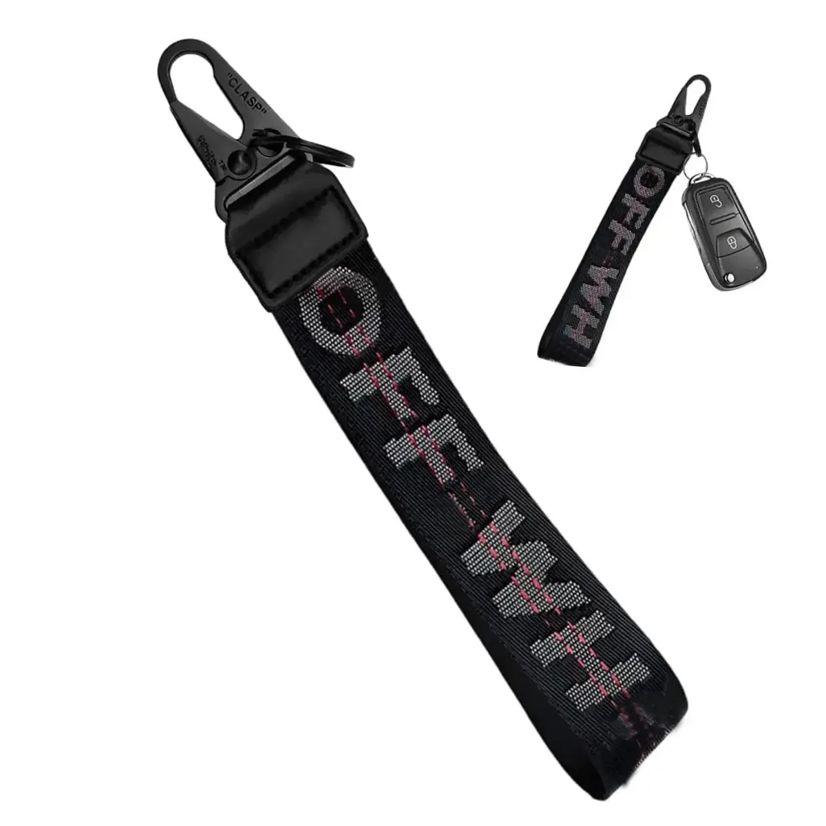 Trendy Fabric Wrist Lanyard Keychain, Stylish Car Key Ring Accessory for Keys, Wallets, Bags and Jeans Decoration, Black