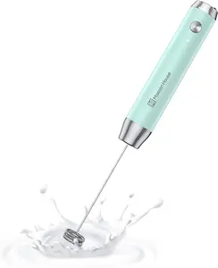 Rechargeable Milk Frother - Handheld Electric Foam Maker for Lattes, Cappuccino & No Stand, Waterproof, Stainless Steel Whisk