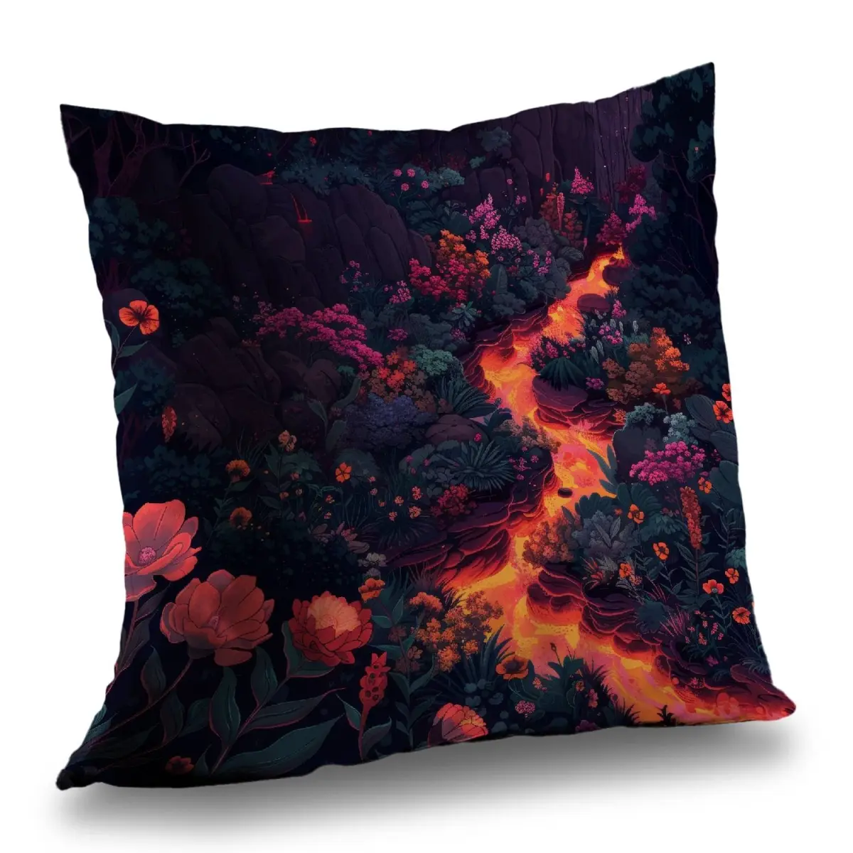MWW C1PT2020ICJWY8 20 x 20 in. Flowing Magma Orange Polyester Twill Throw Pillow - Home Decor Insert