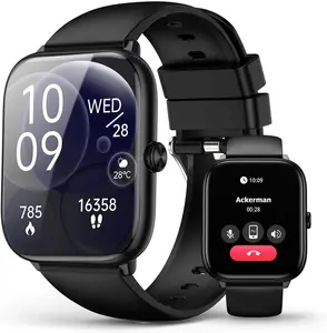 Black Smart Watch for Men Women, Bluetooth Call, 2.06" HD AMOLED Fitness Tracker, 118 Sports Modes, Blood Pressure/Heart Rate/SpO2/Sleep Monitor, IP68 Waterproof, Ideal Tech Gifts for Android iPhone