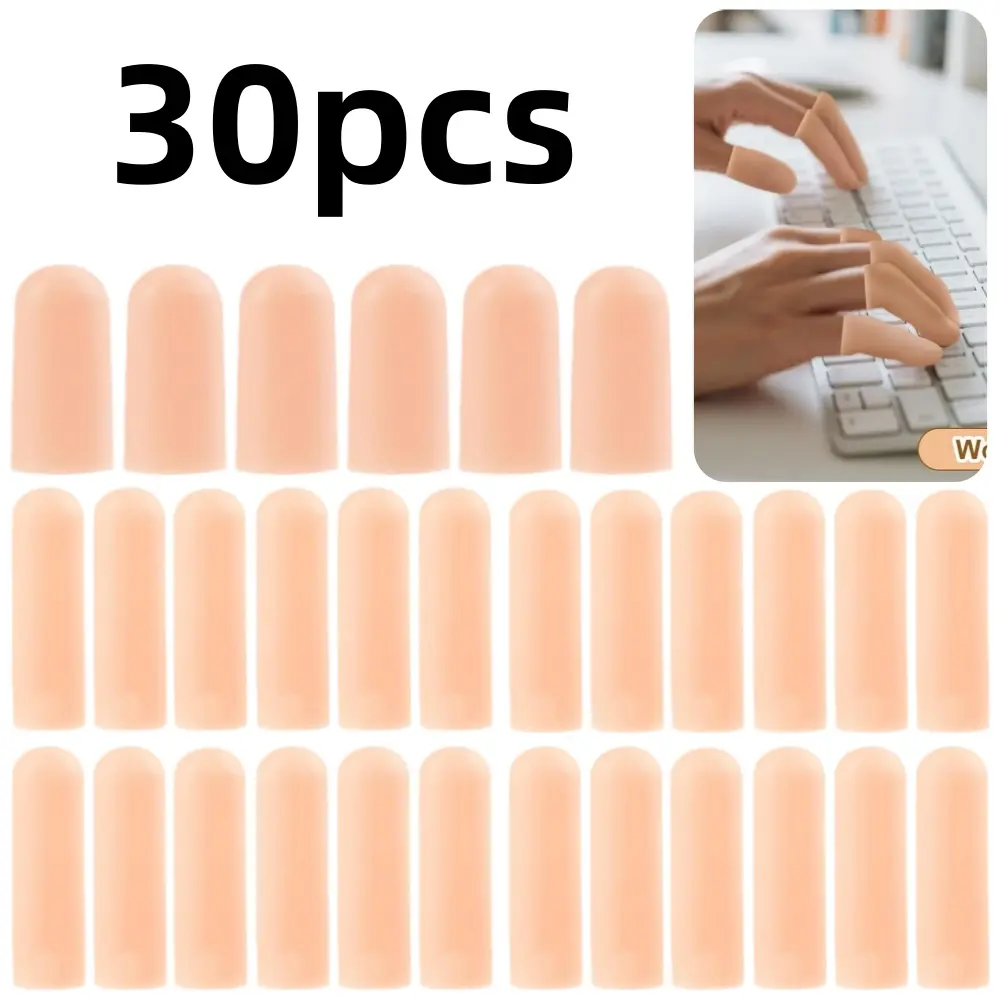 30 piece 2 Sizes Thumb Protector Reusable Soft High Elastic Fingertip Bandages 2 Sizes Thumb Protector Silicone Finger Protectors for Relief Fingers Arthritis, Cracked