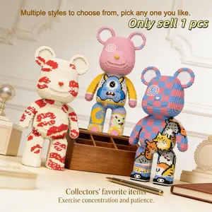 Multicolor Heart Bear 3D Puzzle Building Blocks Decor, Bookshelf Home Office Cabinet Decoration, Party Living Room TV Stand Display