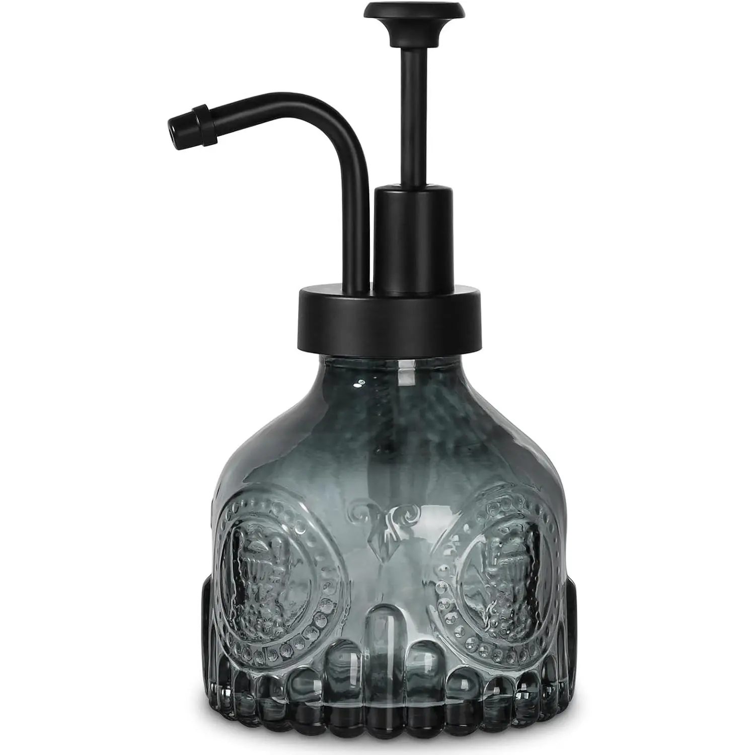Black Soap Dispenser, Small Hand Soap Dispenser Bathroom, Glass Liquid Soap and Lotion Bottle with Pump, 7 fl oz Refillable Dish Dispenser for Kitchen, Gothic  Goth  Bathroom Decor