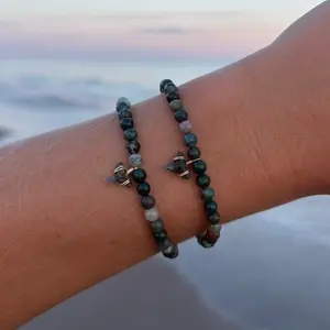 jasper shark tooth bracelet, gemstone beach bracelet