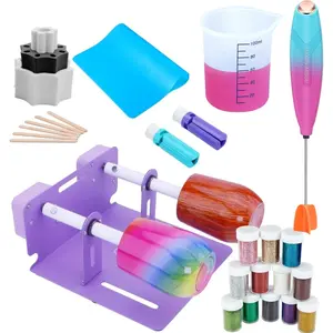 Double 2X Cup Turner for Crafts Tumblers,Electric Epoxy  Mixer,Cup Spinner Machine Kit Glitter ,Cup Drying Rack for Crafts Epoxy  Glitter Tumbler(Double-)