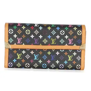 Pre-owned Louis Vuitton canvas Clutches & Wristlets NY153615 White Monogram Multicolor International Wallet