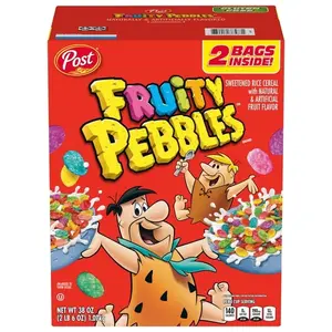 Post Fruity Pebbles Breakfast Cereal, 38 oz Family Size – Fruity Crispy Rice Cereal, Gluten-Free, Colorful Kids Favorite