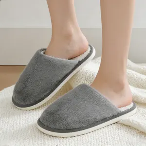 Women's Solid Color Plush Slippers, Casual Soft Comfortable House Slippers Indoor/Outdoor Shoes with Memory Foam & Faux Fur Lining outdoorfun