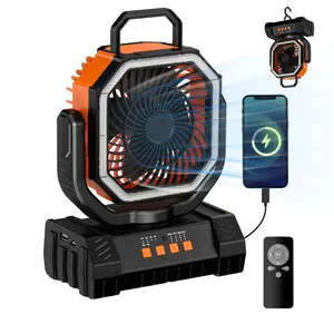 Camping Fan 20000mah Battery Powered, Usb Rechargeable Fan, Rechargeable with LED Lantern, Portable Outdoor Tent Fans, 4 Speeds, Remote Control, Hanging Hook