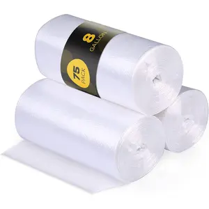 8 Gallon 75 Pack Small to Medium 24" x 24" Clear Trash Bags Commercial Bulk Plastic Garbage Can Liners for Bathroom Office Shredder