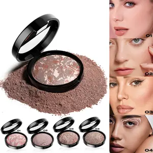 4 Color Blush Powder Foundation, Fine Texture, Smooth Skin Tone, Long-Lasting Setting Powder Compact, Perfect Makeup Base, Cosmetic Product