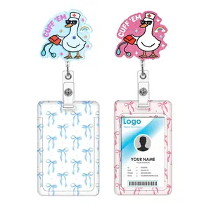 Nurse ID Badge Holder Set (badge Clip + Card Case), Shiny Badge Stand with Fixed Clips, Fun Medical Nurse Namecard Holder, Office Gift, Nurse Badge Reel