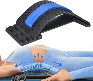 3-Level Adjustable Back Stretcher and Posture Corrector with Magnetic Closure - Ergonomic Lumbar Support for Upper and Lower Back, Suitable for Office, Car, Home Use - Durable PP Material, Blue, Back Stretcher, Posture Correction lumbar traction Multi-Fun