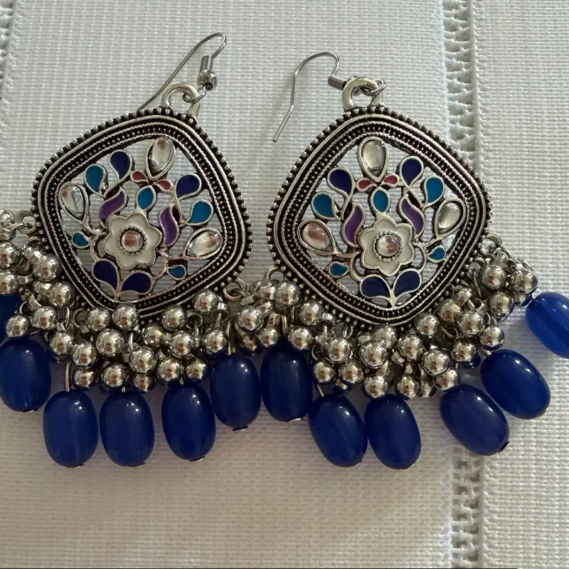 Indian Ethnic Style Antique Alloy Jhumki Earrings for Women, Traditional Festive Occasion Jewelry