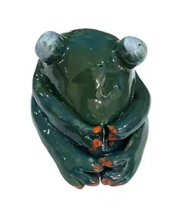 Handmade Frog Sculpture – Porcelain Animal Figurine for Unique Home & Garden Decor