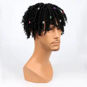 Men's Short Dreadlock Afro Hair Pieces, Hip-hop Stylish Reggae Dreadlock Wig Hair Pieces