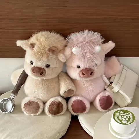 Scottish Highland Cow Cuddly Soft Stuffed Animal, Cute Stuffed Animals Farm Plush Toy Plushie, Christmas Birthday Present for Adults, Boys and Girls, Huggable Collectible Stuffed Animal