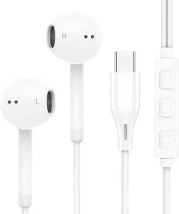 USB C Headphones Wired for iPhone 16 15, iPad, MacBook, Samsung, Google Pixel – Type C Earbuds with Mic & Volume Control for Dell, Lenovo, Android, USB-C Earphones