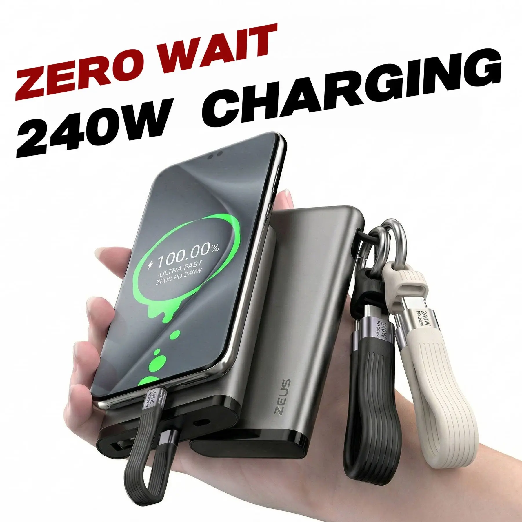 High-Speed USB Cable Keychain. Portable cellphone charger Keychain