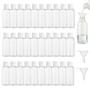 30 Pack 60ml Plastic Squeeze Bottles With 2 Funnel, 2 Oz Refillable Bottles Clear Empty Bottles With Top Flip Caps, Travel Protable Clear Refillable Bottles For Liquids Lotion