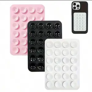 8pcs Silicone Suction Cup Phone Holders - Waterproof Sticky Base Phone Accessories for Most Smartphone, Cellphone & Mobile, Universal Finger Grip for Selfie & Video (Black/White/Light Pink)