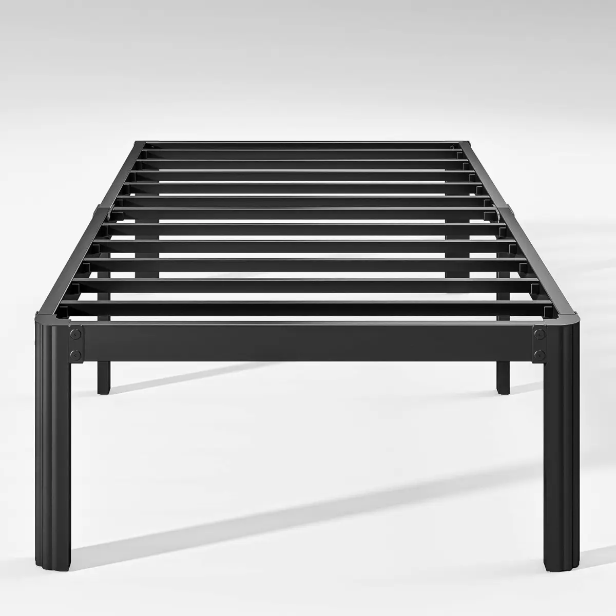 14 in Heavy Duty Twin Metal Platform Bed Frame, No Box Spring Needed, with Round Corners, Easy Assembly, Noise Free, Black