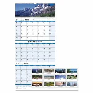 Doolittle  8 x 17 in. Scenic Compact Three-Month Vertical Wall Calendar, White