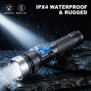 2-in-1 Strong Flashlight & Power Bank,1200 Lumens,Rechargeable,Zoomable,x4Waterproof,Adjustable Brightness Flash Light for Outdoor, Emergency, Camping Accessories