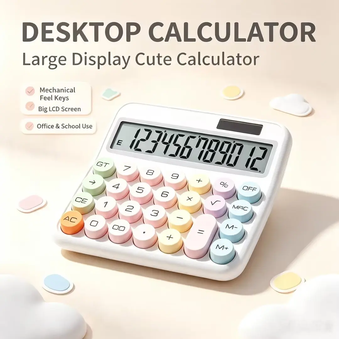 [Back to School Must-Have] Cute Dopamine Calculator | Colorful Large Button Desktop Calculator with 12-Digit HD Display, Easy to Use with Auto-Off Function, Aesthetic Office & Study Supplies, Back to School Essentials, Cozy Desk Accessories