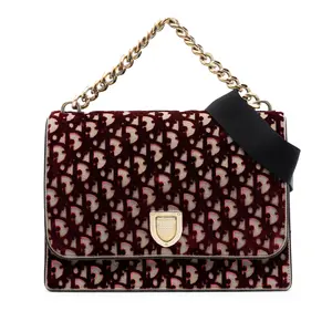 Pre-owned Dior Velvet Travel Bags Christian Diorama Chain Satchel Oblique and Canvas Large by Rebag