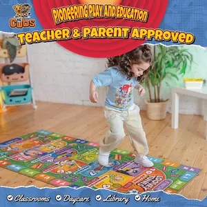 KC Cubs | Loony Tunes Hopscotch Number Counting Educational Learning & Fun Game Play Non Slip Boy & Girl Kids Area Rug Carpet for Children Bedroom, Toddler Classroom, Daycare & Baby Playroom Floor Mat, Playtime Activity, 31 x 72 inches