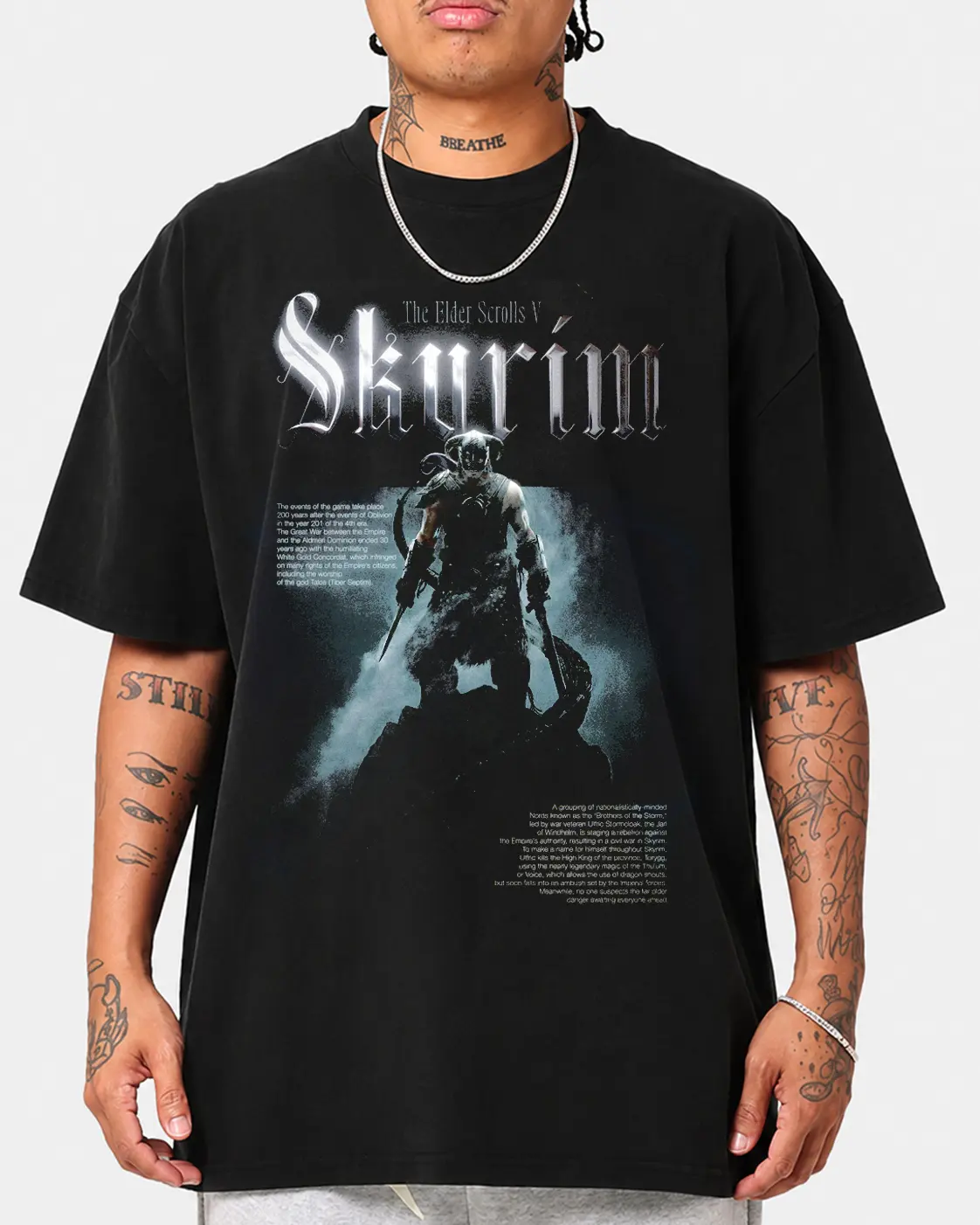 The Elder Scrolls V Skyrim Dragon Emblem Graphic T Shirt Gift For Fans Adventure RPG Tee