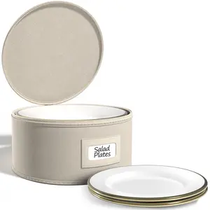 Sorbus China Storage Plate Container Dinnerware Organizer for Salad, Dessert, Saucer, and Dinner Plates with Lid Holds Service for 12, 1 Piece with Felt Protectors