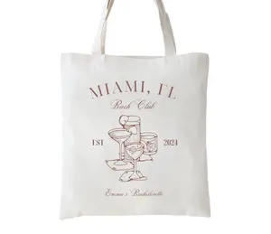 Custom Club Bachelorette Canvas Tote Bag, Bridesmaid Tote Bag, Club Bachelorette Tote Bag, Bridesmaid Favors Tote Bag, Bachelorette Party Favors Custom Design Color
