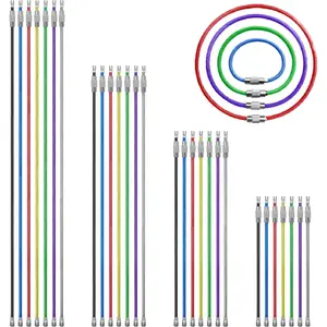 28 pcs Metal Wire Keychains, 2mm Stainless Steel Connecter Key Rings Loops, 4" 6" 7.8" 10" Cable Keyrings Key Chain for Hiking Luggage ID Tags,Key Tags, Kitchen Utensils-7 Colors