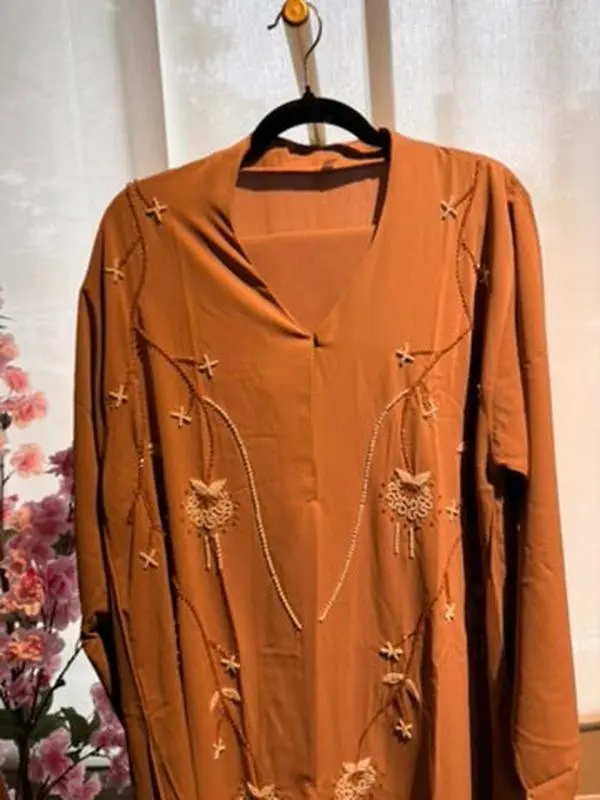 Caramel Bloom Abaya | Size 52 | W/ Scarf