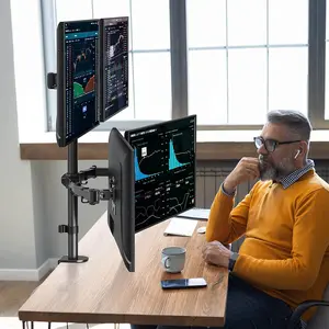 MOUNTUP 13"-32" Four Monitor Desk Mount, Fully Adjustable Stacked Mount Holds up to 17.6lbs per Arm, MU3007 MOUNTUP 13"-32" Four Monitor Desk Mount, Fully Adjustable Stacked Mount Holds up to 17.6lbs per Arm, MU3007