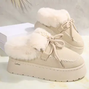 Women's Loafers Winter Mini Snow Boots Cozy Platform Slip On Fuzzy Slippers Warm And Durable Shoes Indoor Outdoor Flat Elegant