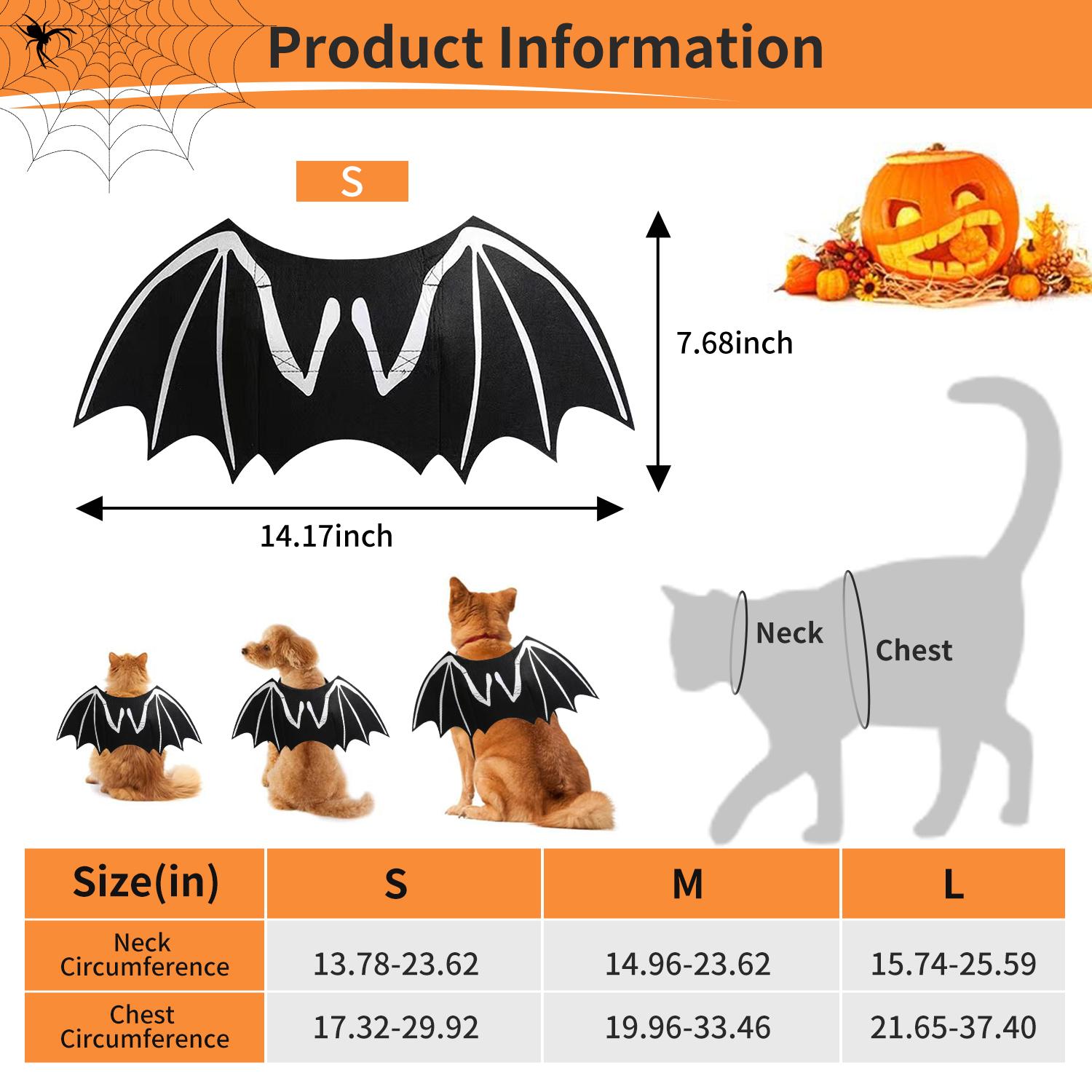 Halloween Pet Cosplay Costumes - Adjustable Spider Web/Bat Wings for Dogs & Cats, Skin-Friendly Breathable Fabrics, Festive Look for Holiday Photoshoots & Party Wear