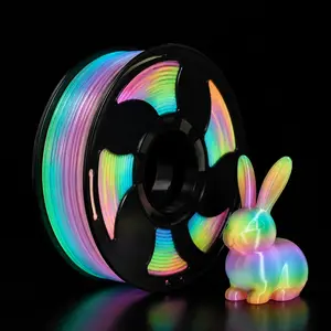 PLA Gradient Glow-in-the-Dark Rainbow 3D Printing Filament, 1.75mm, 250g, self-luminous with a soft glow effect in the dark, compatible with most FDM printers