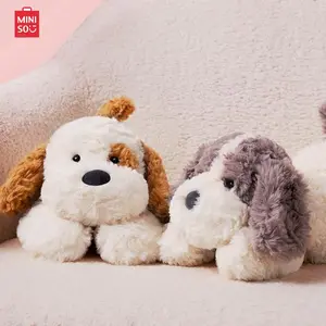 MINISO Lying Puppy Plush Toy - Super Soft Crouching Dog Stuffed Animal, Cute Snuggly Plushie for Decor, Great Gift for Family and Friends