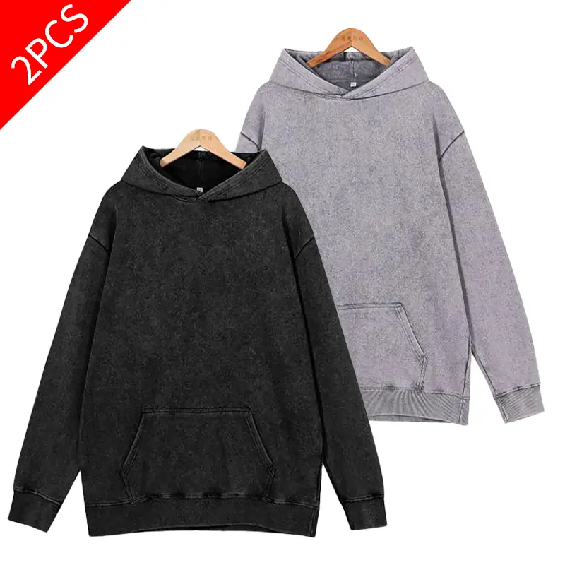 Men's Oversized Washed Vintage Hoodie - 400g Heavyweight American-Style Menswear Sweatshirts, Trendy Streetwear for Street and Casual Wear