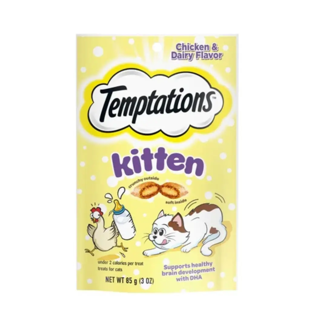Temptations Chicken Flavor Crunchy & Soft Kitten Treats, 3-oz