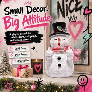 Hodao "JianJian" Resin Snowman Collectible Figurine - 4th of July Home Decor, Funny Summer Prank Mini 3D Trinket, Entryway Desktop Art Ornament, Hand Gift for Coworkers