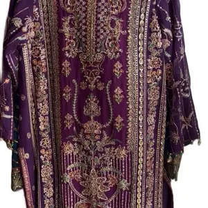 wedding wear purple chiffon 3 piece
