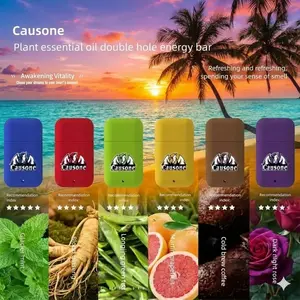 Causone Double Hole Nasal Inhaler (2 Pack) - Plant Essential Oil Energy Bar for Focus & Refreshing - Aromatherapy Breathing Stick with Glacier Mint, Ginseng,& Green Tea Scents - Portable Anti-Drowsy Aid nose naz nasali nhaler