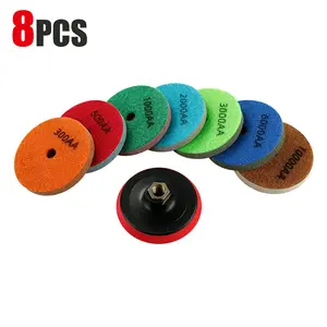 LOZLIN 8PCS/Set Diamond Sponge Polishing Pads Set - Wet Buffing Discs for Granite, Marble & Artificial Stone - Complete 8-Step Surface Restoration & Cleaning Kit