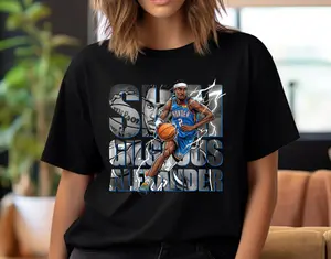 Basketball PNG Shirt Design Shai Gilgeous Alexander Comic T-Shirt Sublimation graphic tees crew neck