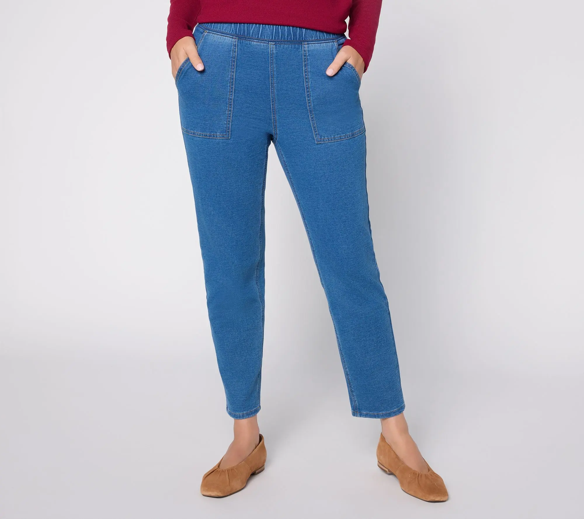 Denim & Co. Regular Knit Denim Straight Leg Ankle Jeans