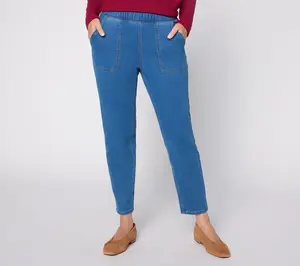 Denim & Co. Regular Knit Denim Straight Leg Ankle Jeans